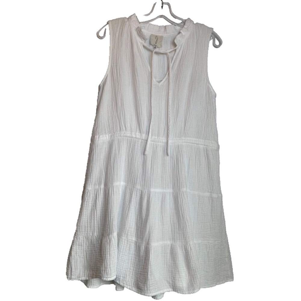 Joie White Sleeveless Cotton Gauze Resort Dress Tiered Boho Beach Pool Cover Sm